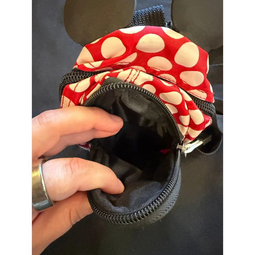 Disney Minnie Mouse Polka Dot Mini Backpack Crossbody Bag Red White Golfing Tag